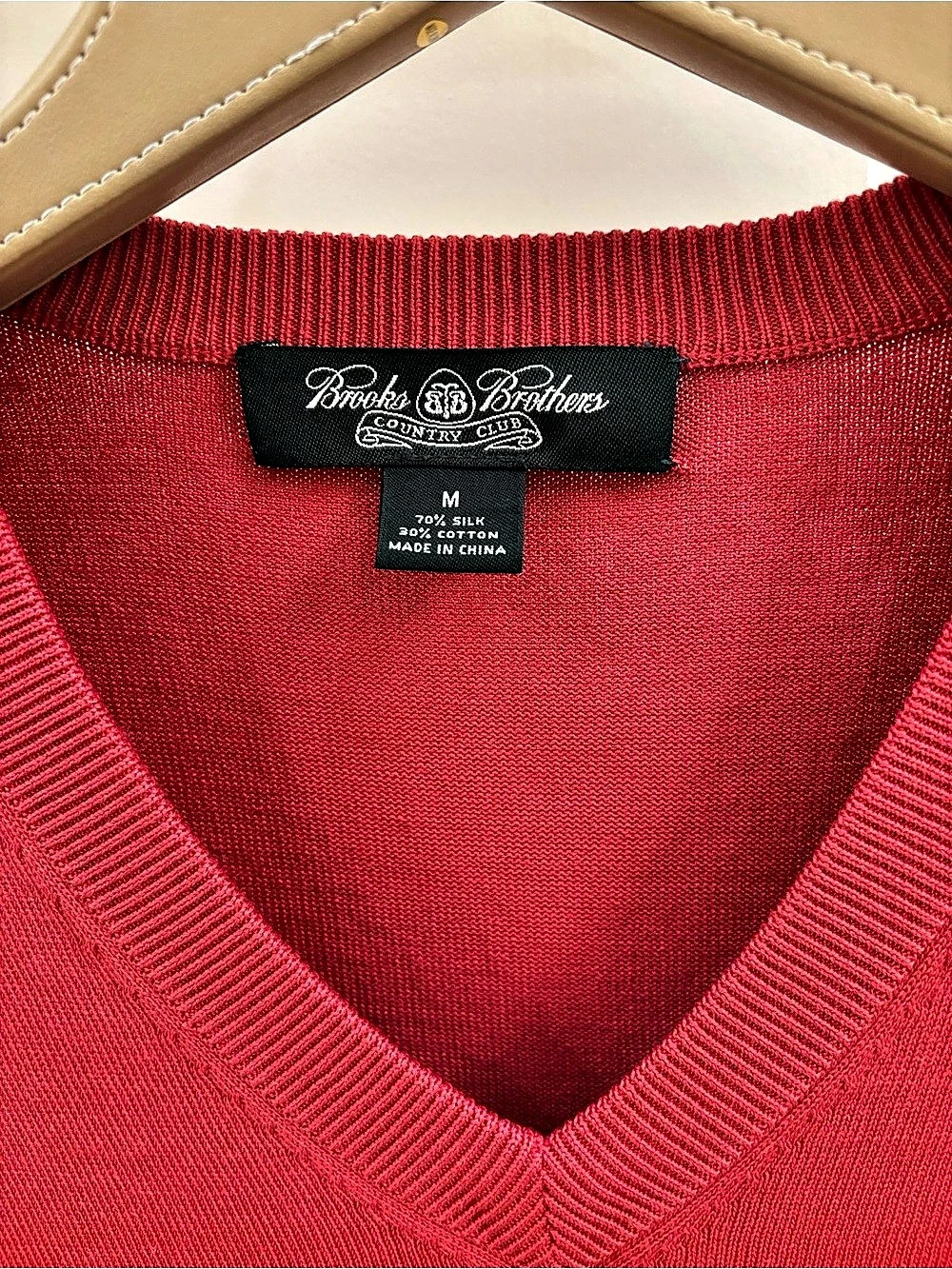 Brooks Brothers Country Club Silk-Cotton V-Neck Sweater Medium